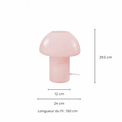 lampe champignon rétro verre rose pastel