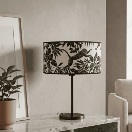 abat-jour motif jungle noir et blanc