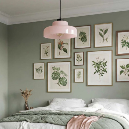 Suspension cylindre rose clair