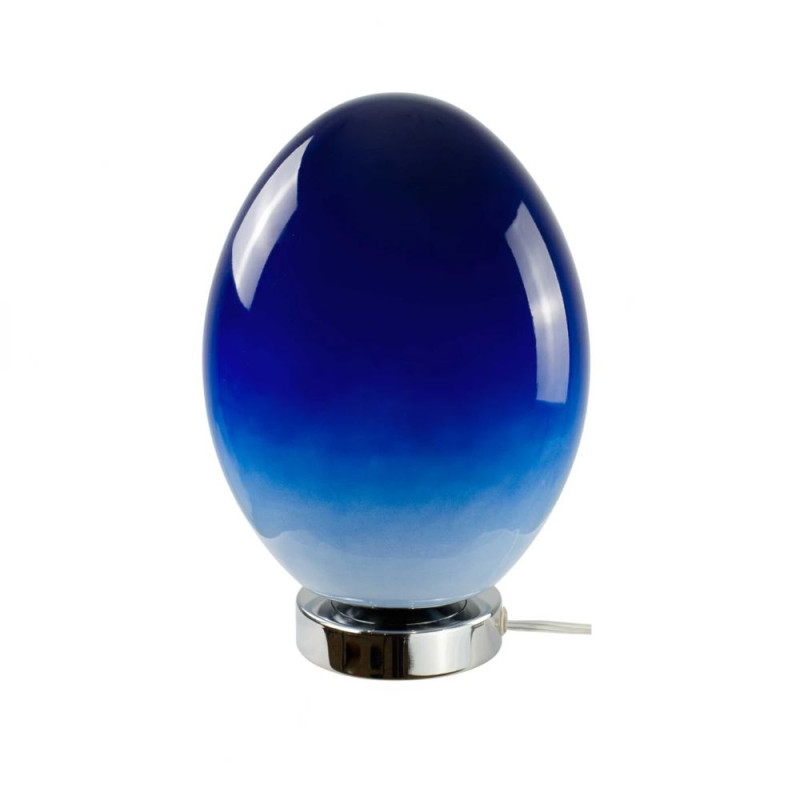 lampe ovale en verre bleu