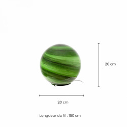 dimension lampe de table boule verte en verre