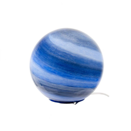 lampe à poser boule marbré bleue