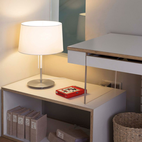 Lampe abat-jour chromé et blanc