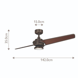 Dimensions ventilateur plafond lumineux vintage bronze