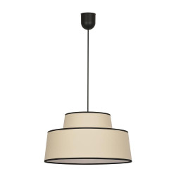 suspension double abat-jour conique coton beige