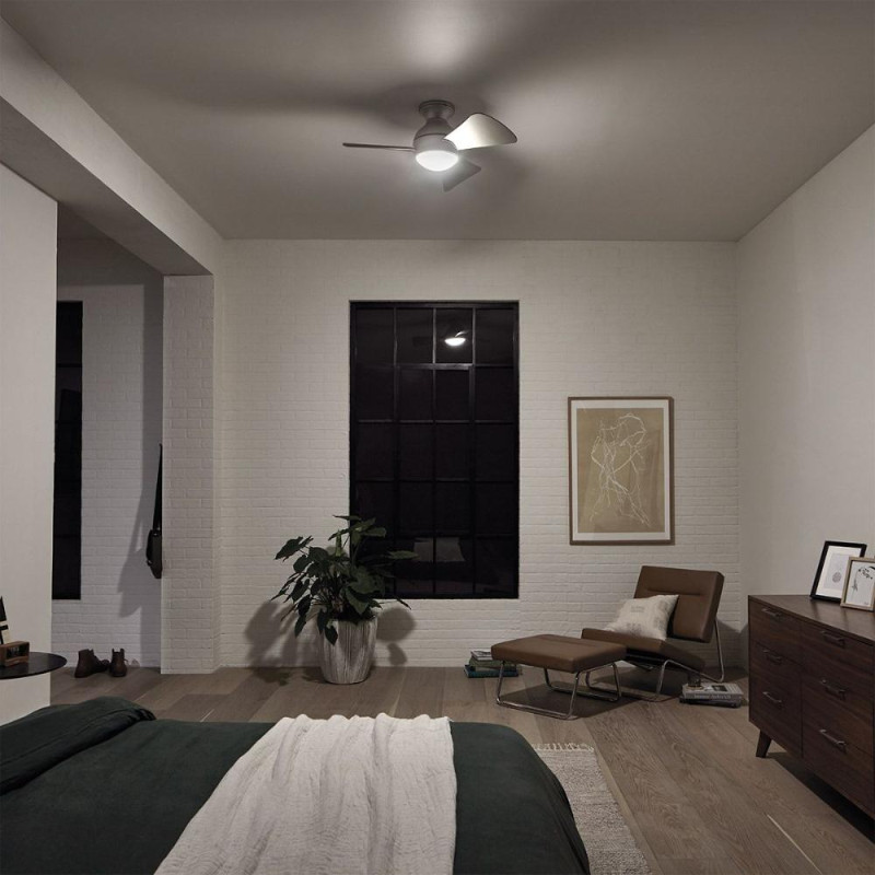 Ventilateur plafond LED nickel brossé