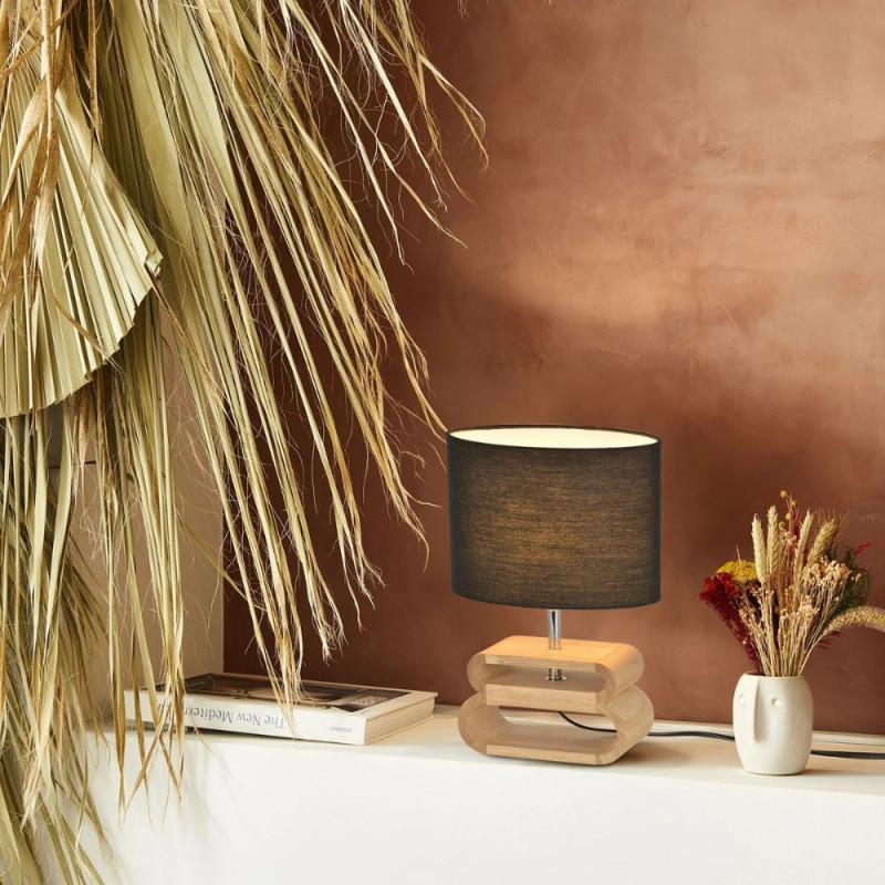 Lampe à poser en bois noire