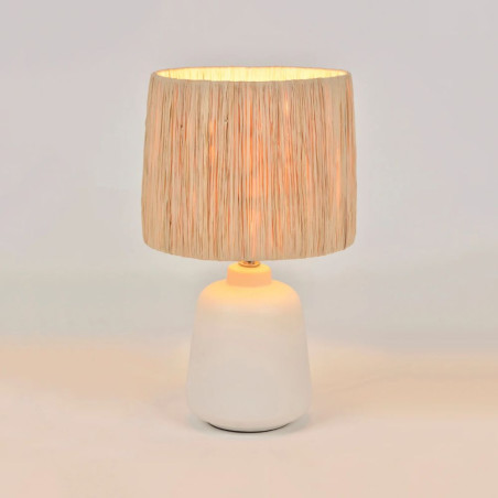 Lampe en raphia blanche