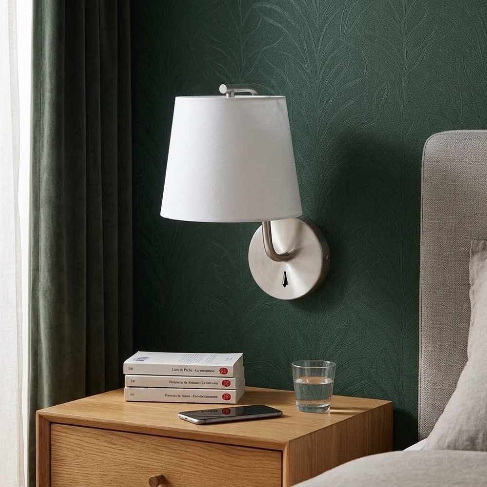 applique chambre grise avec abat-jour