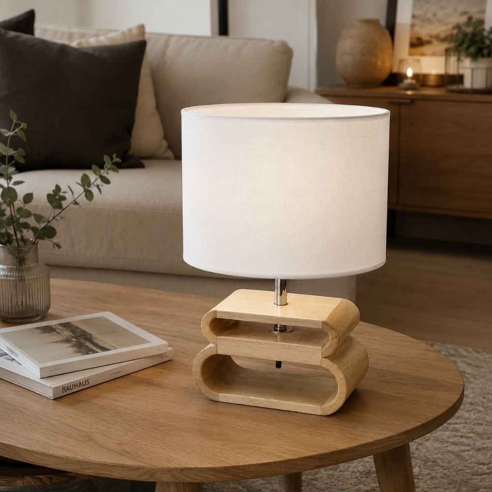 Lampe bois intérieur avec abat-jour