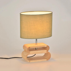 lampe à poser en bois abat-jour vert