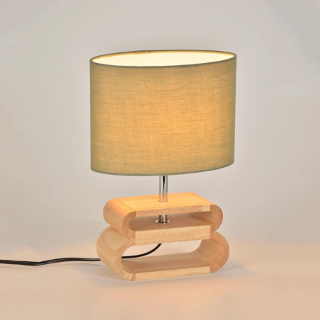 lampe à poser en bois abat-jour vert