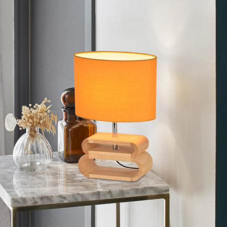 lampe de table en bois avec abat-jour