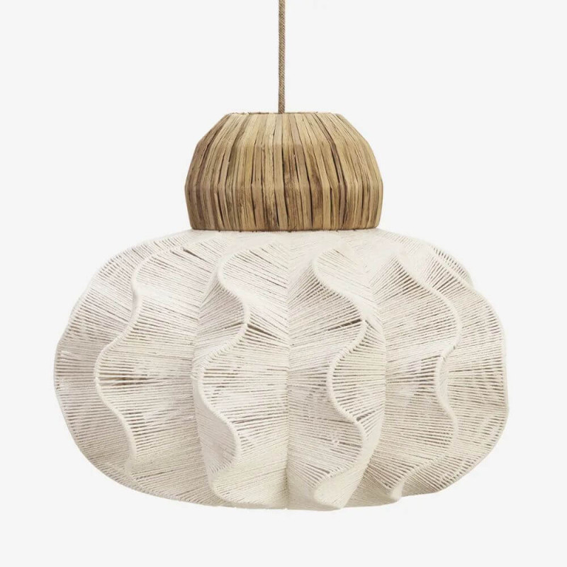 Suspension fleur en corde et fibres