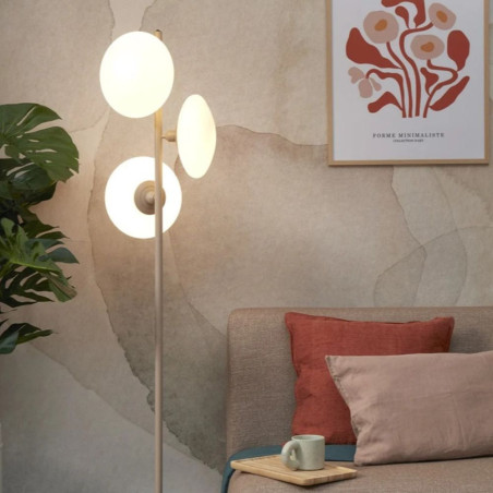 lampadaire blanc et sable 3 globes