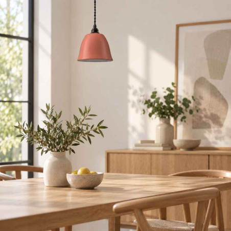 Suspension industrielle cloche terracotta