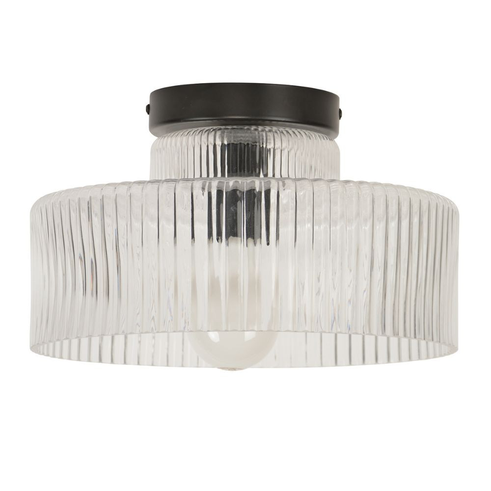 Plafonnier verre rainuré transparent