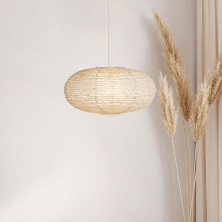 Suspension en papier forme galet pour salon
