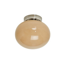 Plafonnier globe verre opalescent chromé