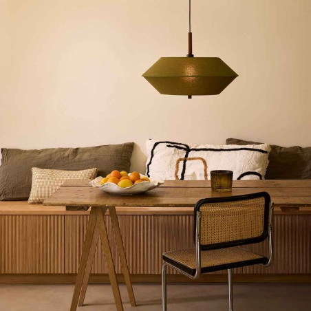 Grande suspension double conique coton kaki