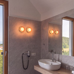 applique murale ambre en verre ondulé lumière chaude