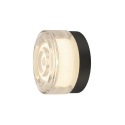 applique ronde noire aluminium et verre ondulé