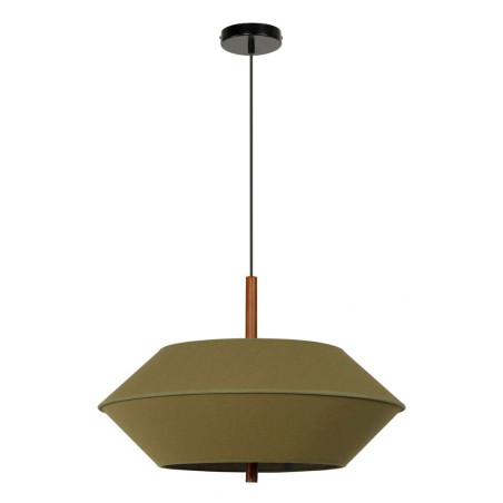 suspension olive green avec support bois et câble noir