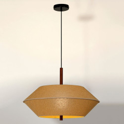 suspension double conique soucoupe coton beige havane
