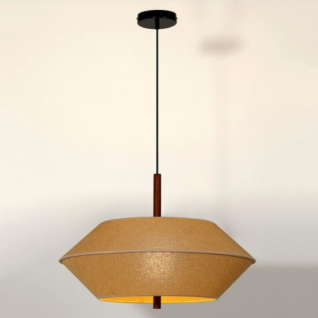 suspension double conique soucoupe coton beige havane