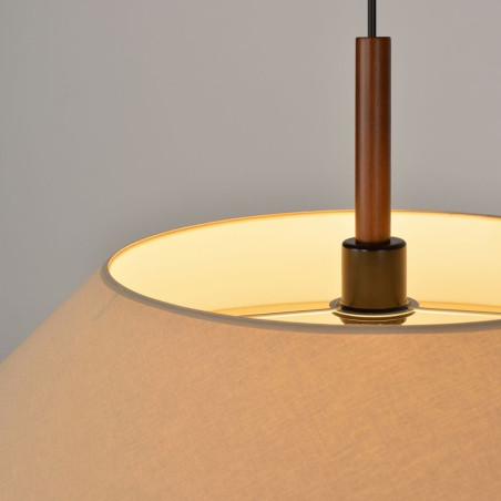 suspension coton crème avec cordelière bois foncé