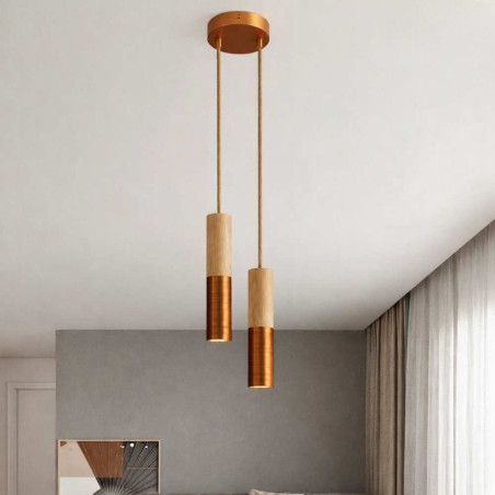double suspension tube bois et cuivre