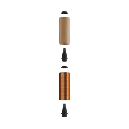 luminaire tube bois clair et cuivre design