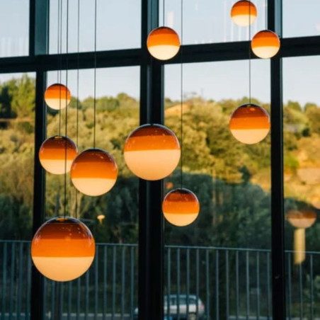 Suspension boule ambre en verre soufflé
