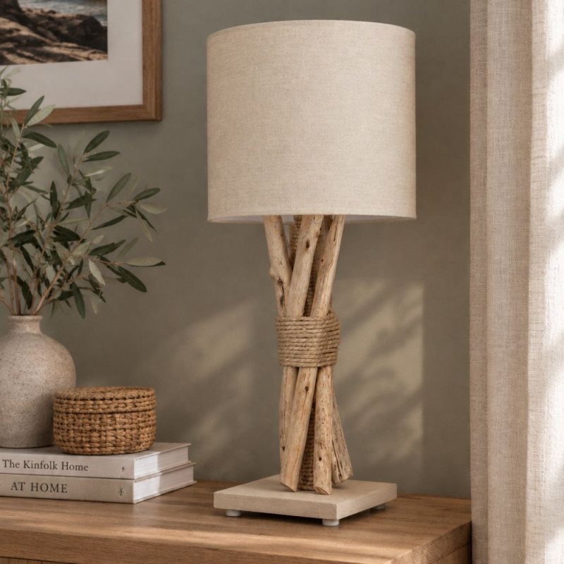 Lampe de chevet bois flotté