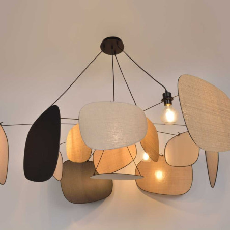 Suspension Market Set 4 lumières avec 13 écrans en lin