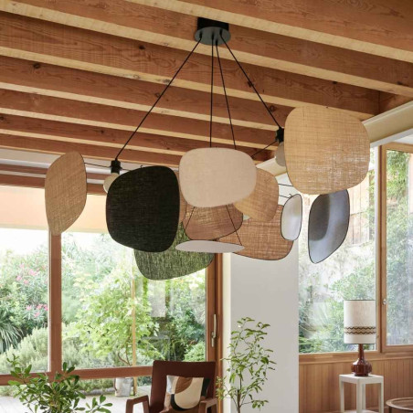 Suspension Screen 70's XXL en lin et raphia Market Set