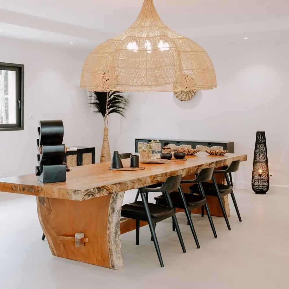 Suspension Paco XXL en rotin tressé main 150 cm