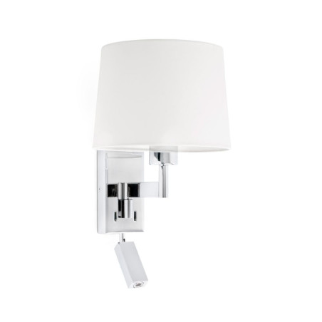 Applique hôtel chrome abat-jour blanc plus liseuse