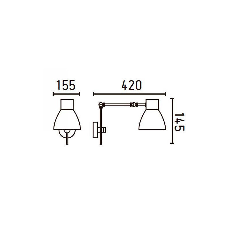 Applique articulée design noire Lampe Avenue