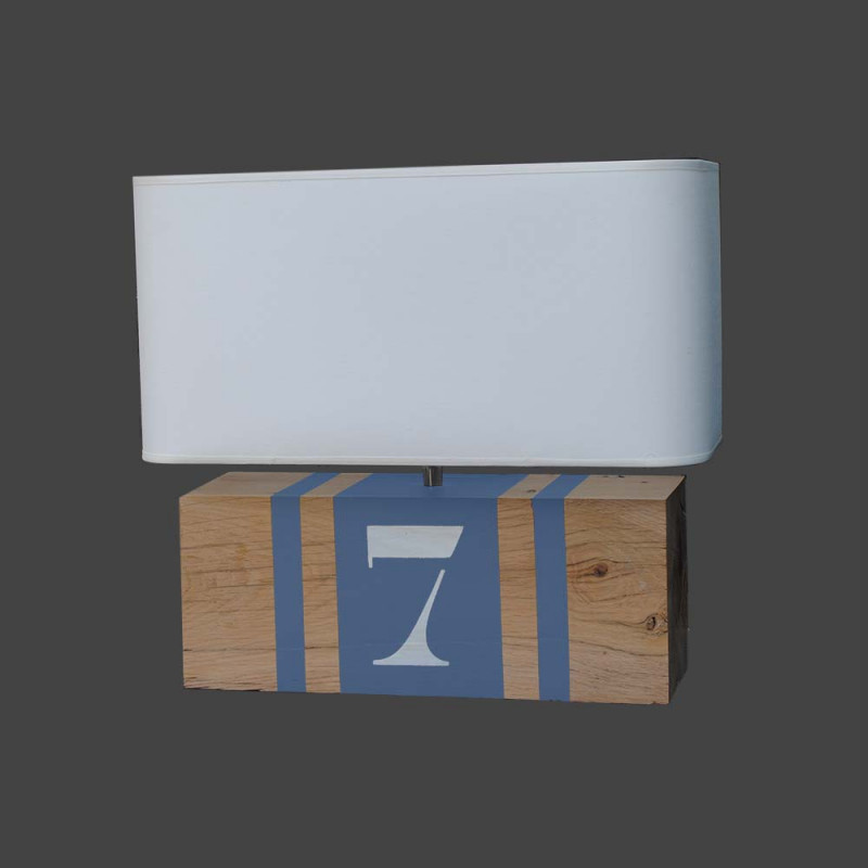 Lampe bois gris bleu Lampe bois gris bleu
