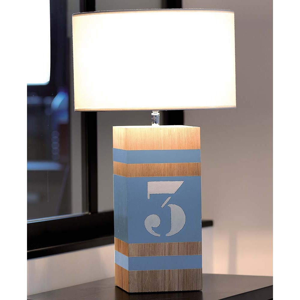 Lampe bois bleu