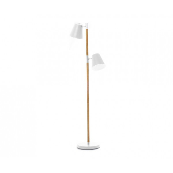 lampadaire bois et blanc