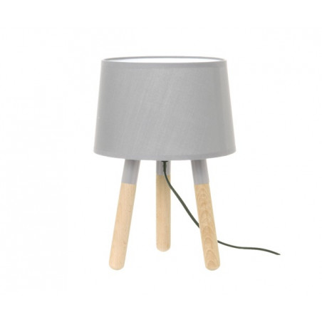 Lampe de table bois abat-jour gris