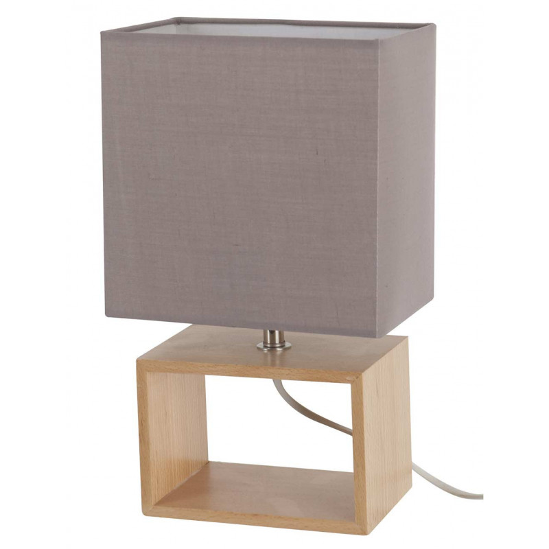 Lampe rectangle grise et bois Lampe rectangle grise et bois
