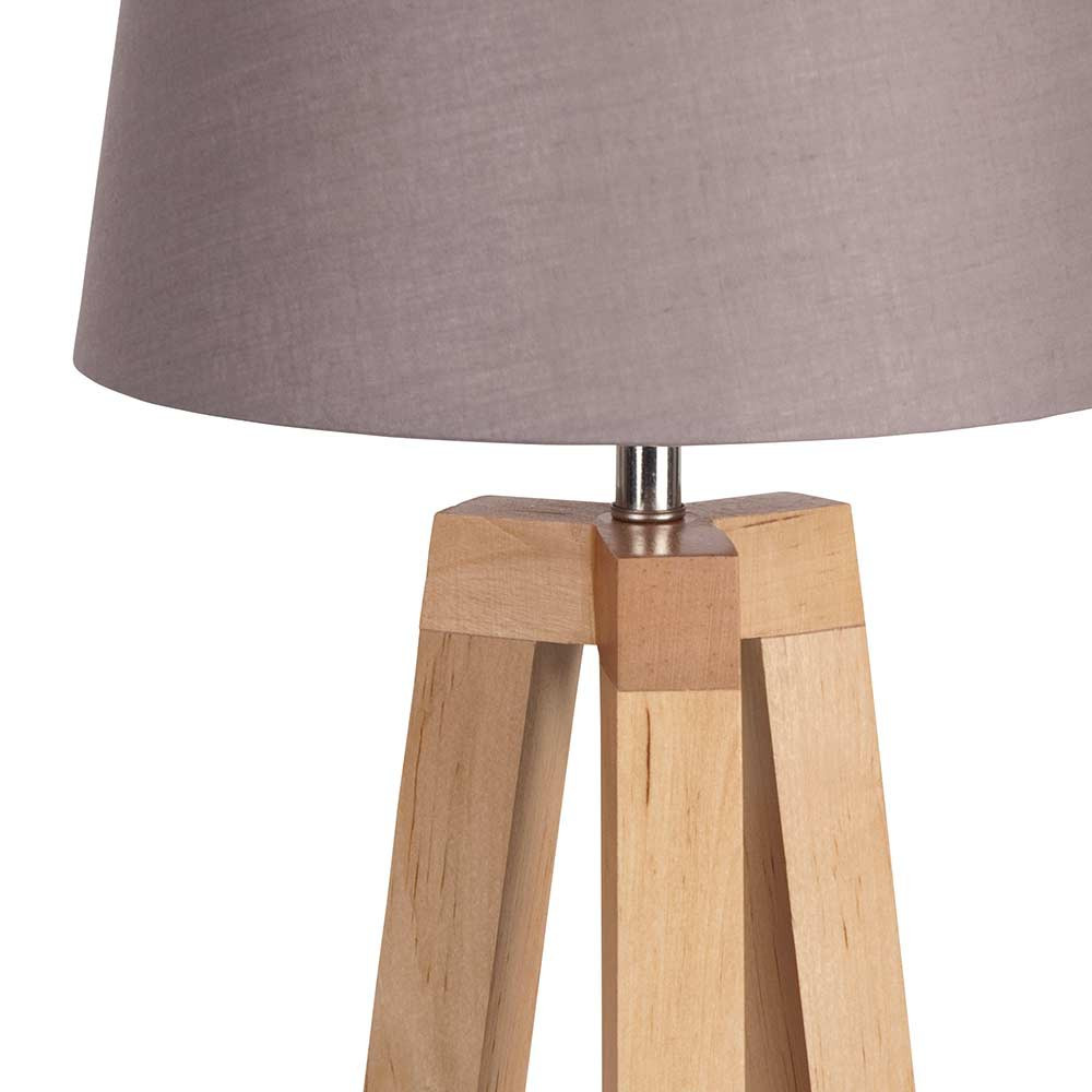 Lampe trépied bois abat-jour taupe scandinave - Lampe Avenue