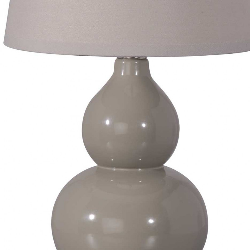 Lampe pas cher couleur taupe en céramique et abatjour coton.