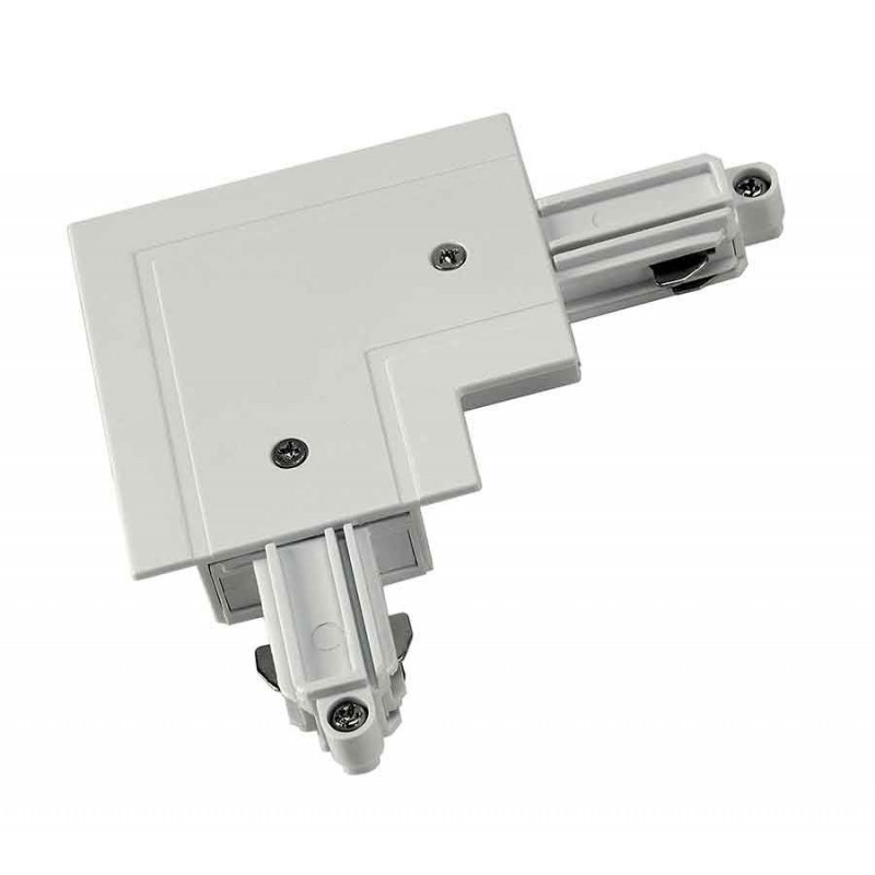 Connecteur 90° pour rail 1 allumage 230V à encastrer blanc terre intérieure Connecteur 90° pour rail 1 allumage 230V à encastrer blanc terre intérieure