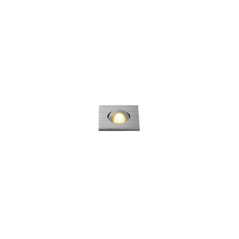 KIT TRIA MINI LED carré encastré alu brossé 3W 3000K 30° alim et clips ressorts